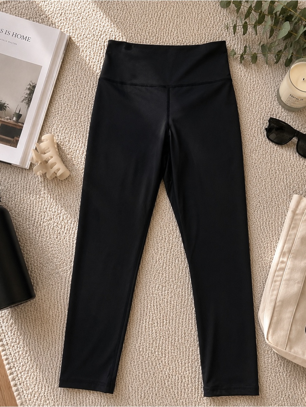 JOLYN Reagan High Rise Black Performance Leggings UPF 50+ Size M